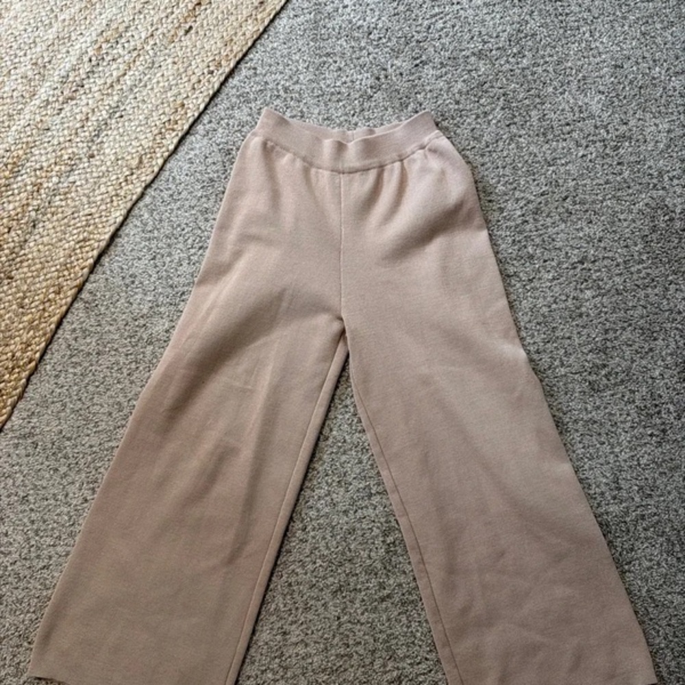 High-Rise Wide Leg Knit Pants in Taupe